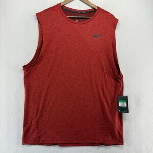 Nike Tank Top Men's XL Red Breathe Training Yoga Dri Fit Lightweight Workout NEW